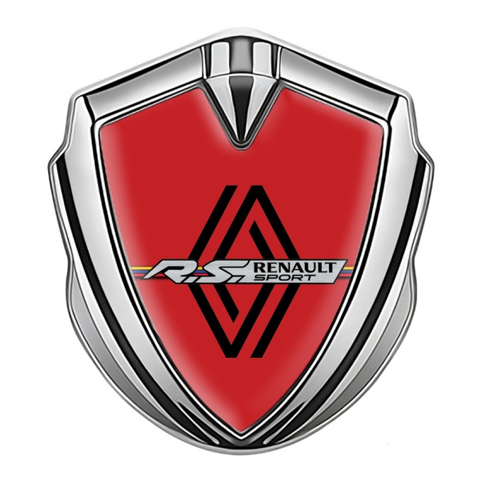 Renault Emblem Self Adhesive Silver Red Fill Modern Logo Edition