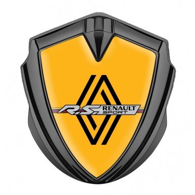 Renault Metal Emblem Badge Graphite Yellow Print Modern Logo Edition