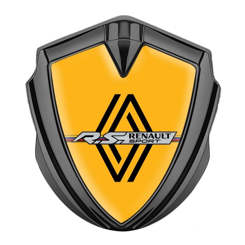 Renault Metal Emblem Badge Graphite Yellow Print Modern Logo Edition
