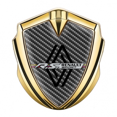 Renault Emblem Metal Badge Gold Dark Carbon Modern Logo Edition