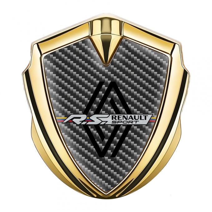 Renault Emblem Metal Badge Gold Dark Carbon Modern Logo Edition