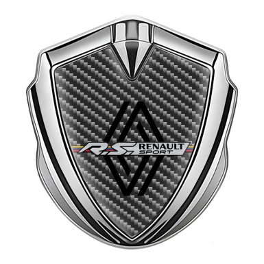 Renault Emblem Metal Badge Silver Dark Carbon Modern Logo Edition