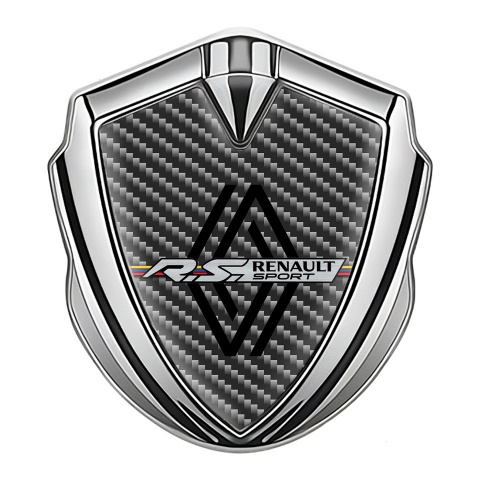 Renault Emblem Metal Badge Silver Dark Carbon Modern Logo Edition