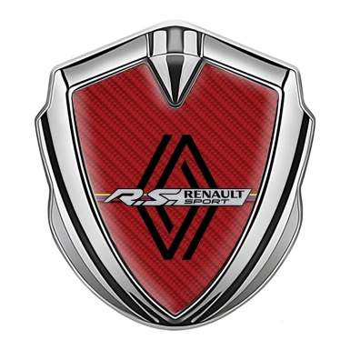 Renault Silicon Emblem Badge Silver Red Carbon Modern Logo