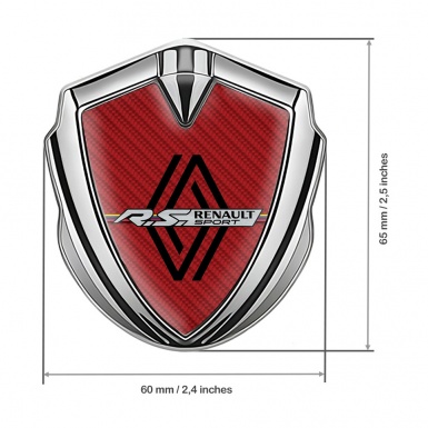 Renault Silicon Emblem Badge Silver Red Carbon Modern Logo
