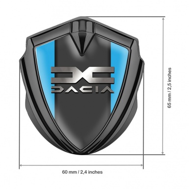 Dacia Emblem Car Badge Graphite Sky Blue Base Metallic Logo
