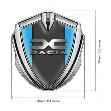 Dacia Emblem Car Badge Silver Sky Blue Base Metallic Logo
