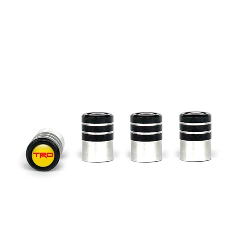 Toyota TRD Valve Caps Tire Black - Aluminium 4 pcs Yellow Logo
