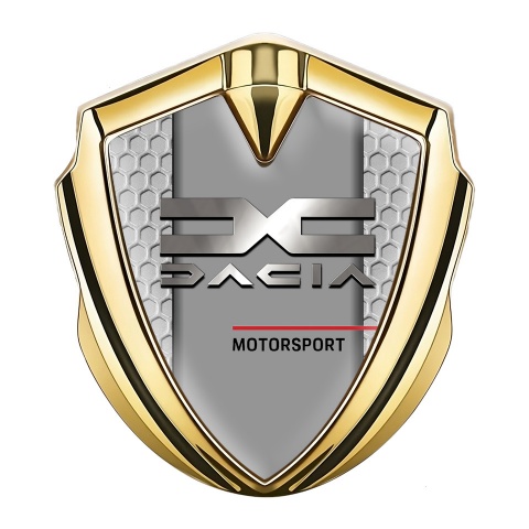 Dacia Metal Domed Emblem Gold Grey Honeycomb Metallic Logo Design