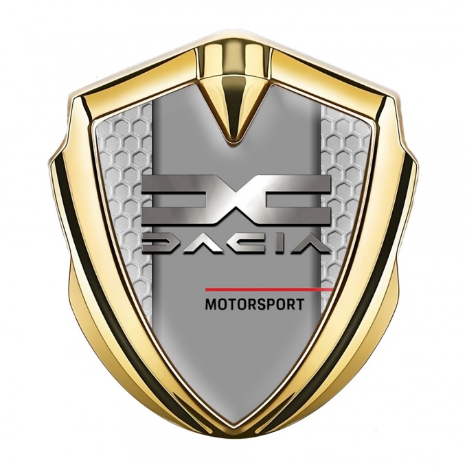 Dacia Metal Domed Emblem Gold Grey Honeycomb Metallic Logo Design