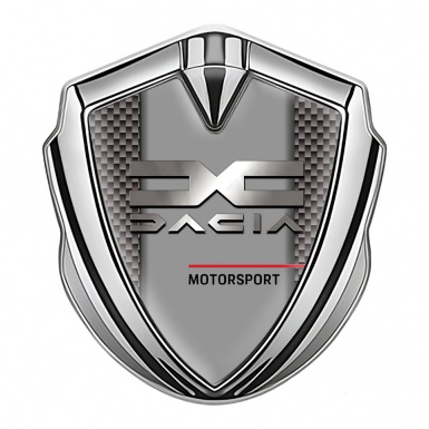 Dacia Badge Self Adhesive Silver Grey Carbon Metallic Logo Design