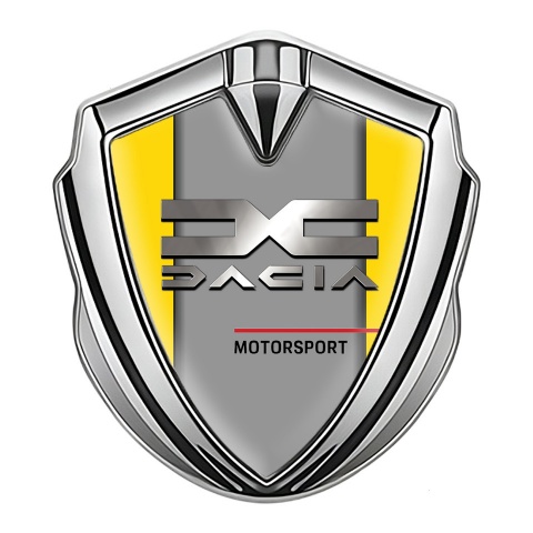 Dacia Emblem Ornament Badge Silver Yellow Base Metallic Logo Edition