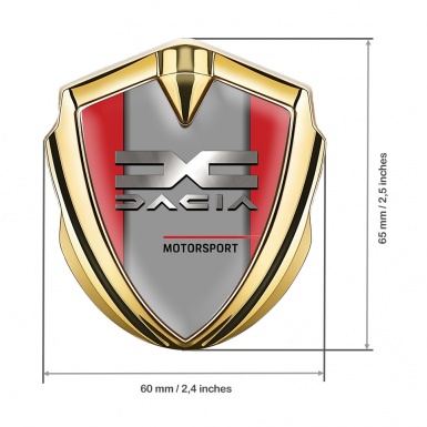 Dacia Bodyside Domed Emblem Gold Red Base Metallic Logo Design