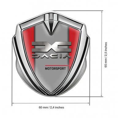 Dacia Bodyside Domed Emblem Silver Red Base Metallic Logo Design