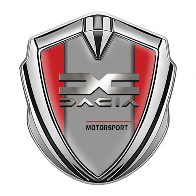 Dacia Bodyside Domed Emblem Silver Red Base Metallic Logo Design