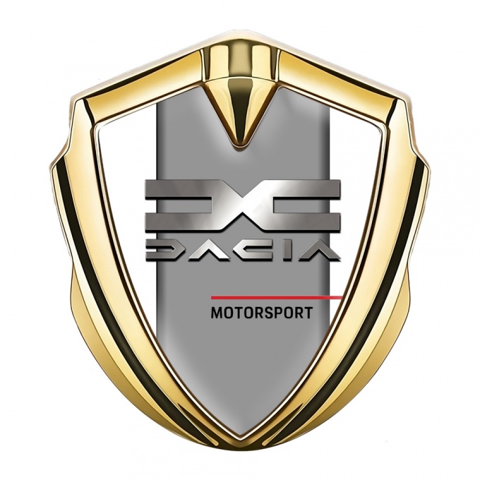 Dacia Emblem Metal Badge Gold White Frame Metallic Logo Design