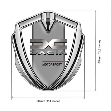 Dacia Emblem Metal Badge Silver White Frame Metallic Logo Design