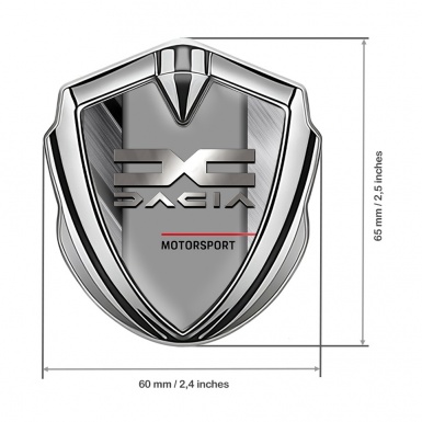 Dacia Emblem Car Badge Silver Steel Fragments Metallic Logo Design