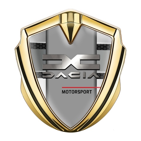 Dacia Emblem Silicon Badge Gold Hex Lines Metallic Logo Design