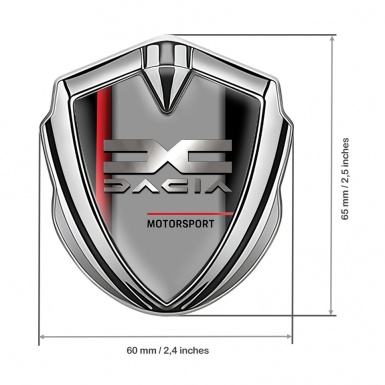 Dacia Metal Emblem Badge Silver Crimson Stripe Metallic Logo Edition