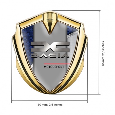 Dacia Bodyside Domed Emblem Gold Blue Hex Metallic Logo Variant