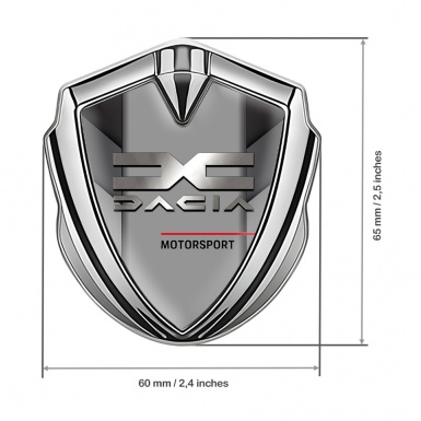 Dacia Emblem Metal Badge Silver Grey Panels Polished Logo Edition