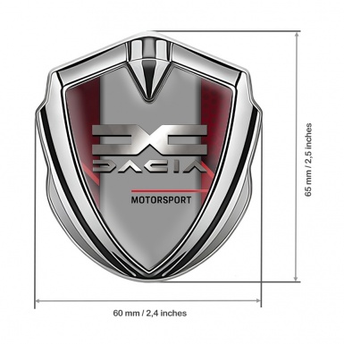 Dacia 3d Emblem Badge Silver Red Hexagon Polished Logo Edition