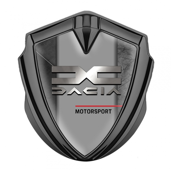 Dacia Emblem Badge Self Adhesive Graphite Stone Texture Polished Logo Design
