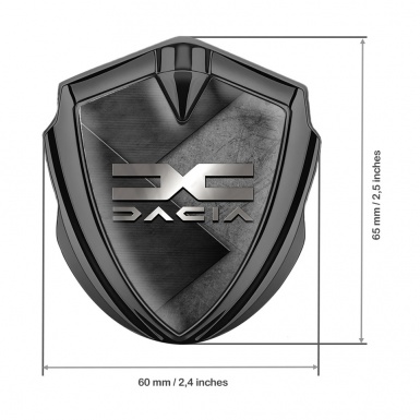 Dacia Silicon Emblem Badge Graphite Scratched Surface Metallic Color Logo