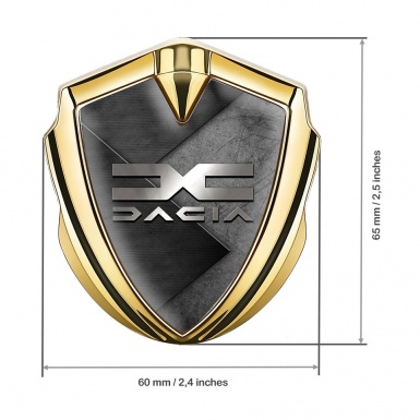 Dacia Silicon Emblem Badge Gold Scratched Surface Metallic Color Logo