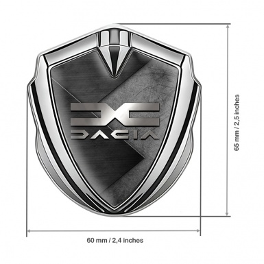 Dacia Silicon Emblem Badge Silver Scratched Surface Metallic Color Logo