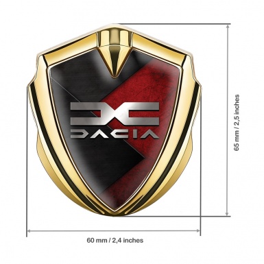 Dacia Emblem Car Badge Gold Red Texture Metallic Color Logo