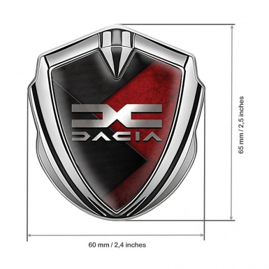 Dacia Emblem Car Badge Silver Red Texture Metallic Color Logo
