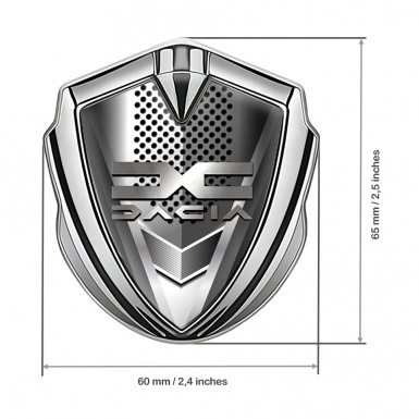 Dacia Emblem Silicon Badge Silver Steel Grate Metallic Color Logo
