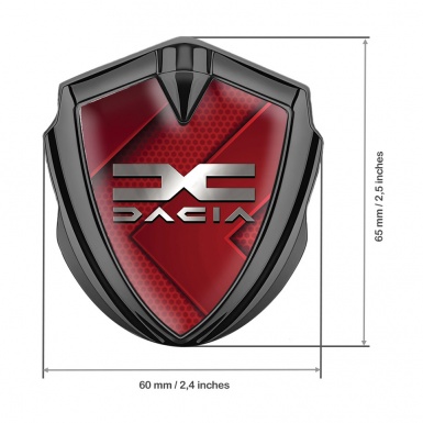 Dacia Metal Domed Emblem Graphite Red Hex Metallic Color Logo