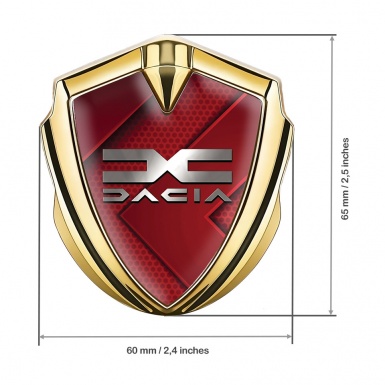 Dacia Metal Domed Emblem Gold Red Hex Metallic Color Logo