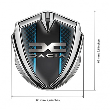 Dacia Badge Self Adhesive Silver Neon Squares Metallic Color Logo
