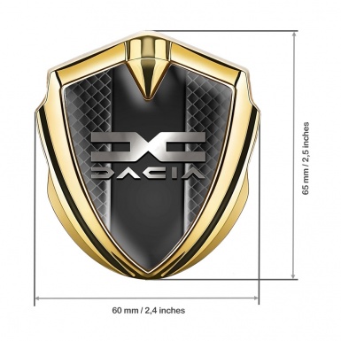 Dacia Emblem Fender Badge Gold Dark Squares Metallic Color Logo