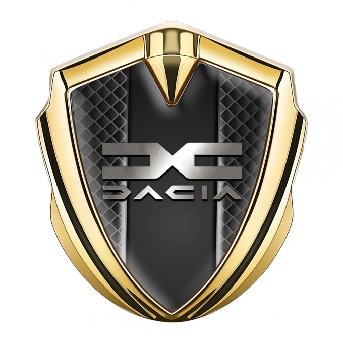 Dacia Emblem Fender Badge Gold Dark Squares Metallic Color Logo