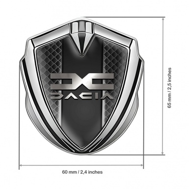 Dacia Emblem Fender Badge Silver Dark Squares Metallic Color Logo