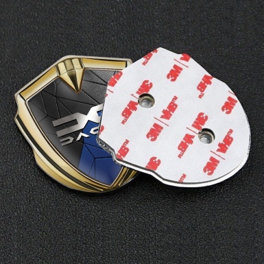 Dacia Metal Emblem Self Adhesive Gold Blue Mosaic Metallic Color Logo