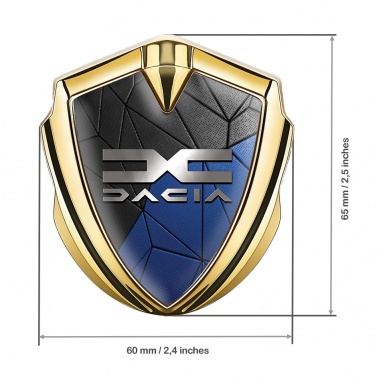 Dacia Metal Emblem Self Adhesive Gold Blue Mosaic Metallic Color Logo