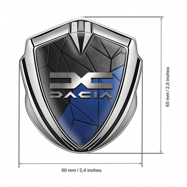 Dacia Metal Emblem Self Adhesive Silver Blue Mosaic Metallic Color Logo