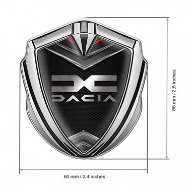 Dacia Emblem Trunk Badge Silver Dark Fishnet Metallic Color Logo
