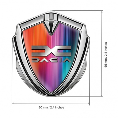 Dacia Emblem Self Adhesive Silver Multicolor Base Metallic Color Logo