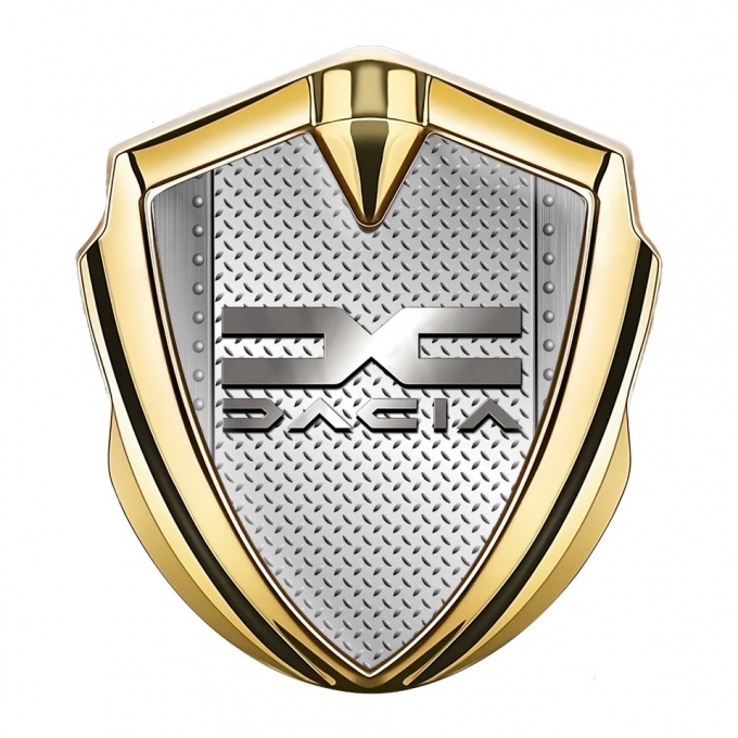 Dacia Metal Emblem Badge Gold Light Treadplate Metallic Color Logo