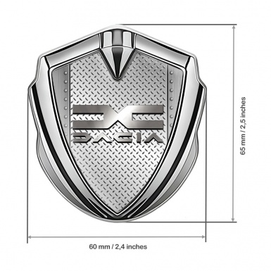 Dacia Metal Emblem Badge Silver Light Treadplate Metallic Color Logo