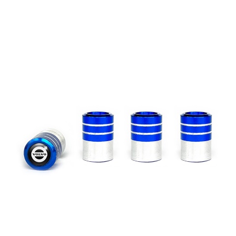 Volvo Tyre Valve Caps Blue - Aluminium 4 pcs Black