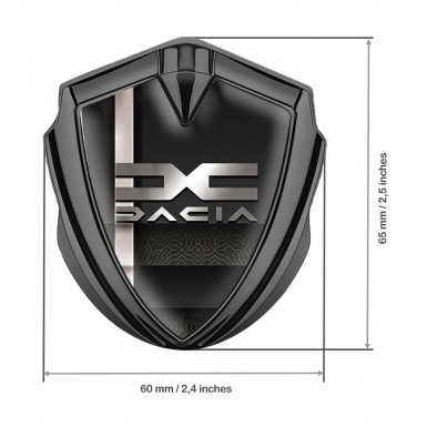 Dacia Emblem Ornament Badge Graphite White Stripe Metallic Color Logo