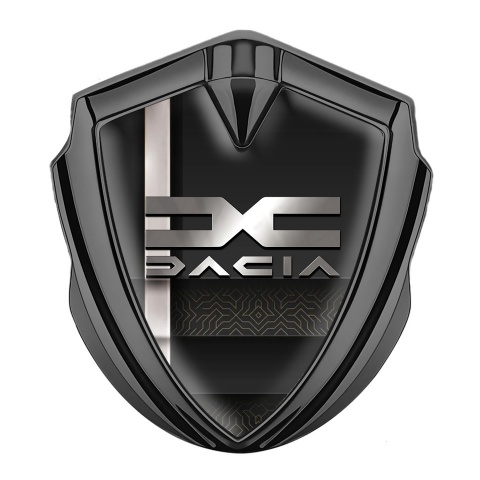 Dacia Emblem Ornament Badge Graphite White Stripe Metallic Color Logo